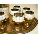 Brass set of tray , Bottle case & cups