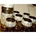 Brass set of tray , Bottle case & cups